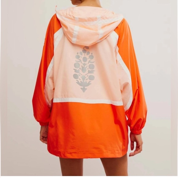 Free People Jackets & Blazers - *NWOT* Care FP Like The Wind Logo Jacket - Peach Combo